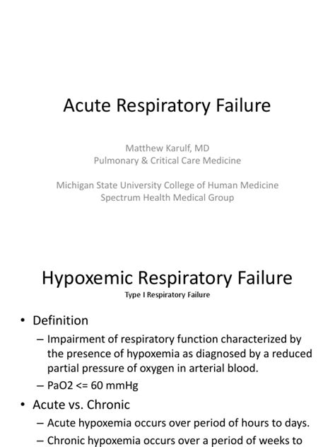 Acute Respiratory Failure Lecture 2014 2015 5 1 14 FINAL