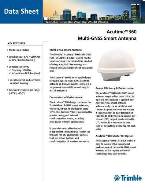 Acutime 360 Multi <b>Acutime 360 Multi GNSS Smart Antenna Data Sheet</b> Smart Antenna Data Sheet