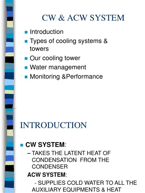 Acw and Cw Cooling Water System