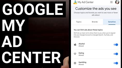 Ad center. Google’s new ‘My Ad Center’ will let you control advertising by topic and brand. | May 11 2022 - 11:07 am PT. Google wants to give you more control over the advertising that appears in ... 