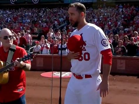 Adam Wainwright surprises on Opening Day b singing the national anthem!