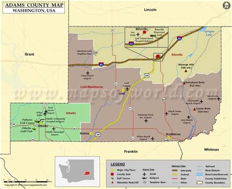 Adams County Map, Washington (WA)