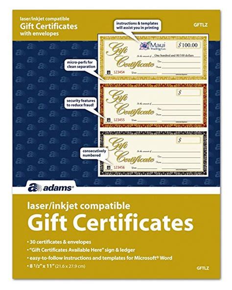 Adams Gift Certificate Template