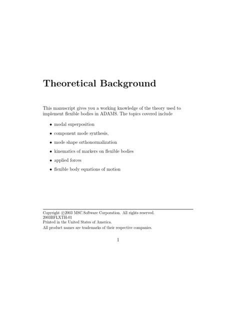Adams Theoretical Background