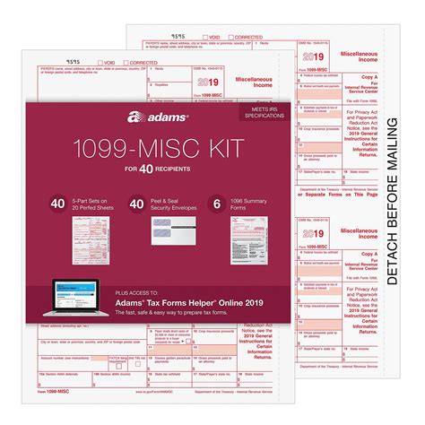 Also compatible with Adams Tax Forms Helper Online, the fast and easy way to file without discs, downloads or updates. Software not included. 50 Pack. Adams 1099 MISC Forms 2022, Tax Kit for 12 Recipients, 5 Part Laser 1099 Forms, 3 1096, Self Seal Envelopes & Tax Forms Helper Online .... 