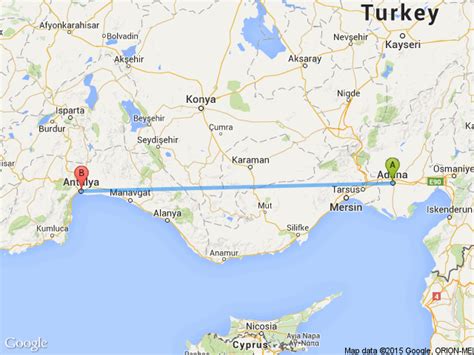 Adana antalya havalimanı arası kaç km