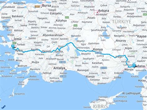 Adana izmir otobüs yol güzergahı