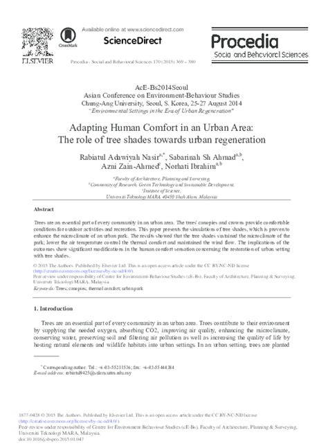 Adapting Human Comfort in an Urban Area