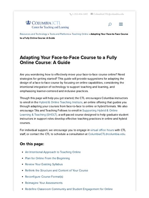 Adapting Your Face-to-Face Course to a Fully Online Course: A Guide