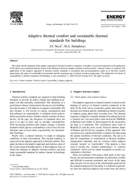 Adaptive Thermal Comfort and Sustainable Thermal