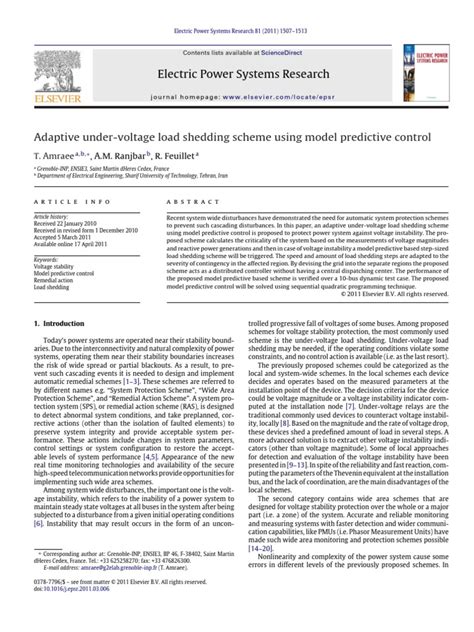 Adaptive Under Voltage Load Shedding Scheme Using Model Predictive Control