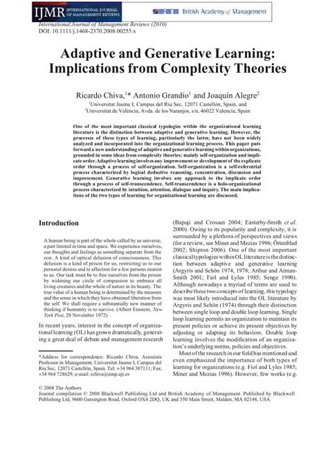 Adaptive and Generative Learning Implications From Complexity Theories