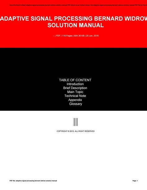 Adaptive signal processing bernard widrow solution manual. - Handbuch für das programm und ein handbuch für einen nicht bravbar chevrolet tracker handbuch.