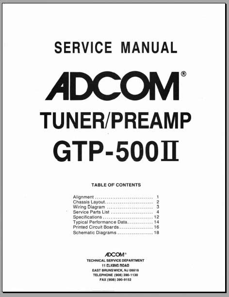 Adcom GTP 500II Service Manual pdf