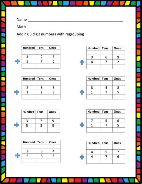 Add 3Digit Numbers with Regrouping worksheet Live Worksheets