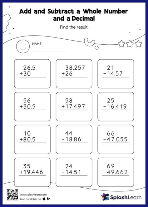 Add And Subtract Whole Numbers Worksheet