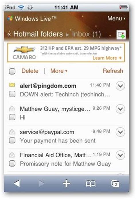 Add Free Push Windows Live Hotmail to iPhone Mail
