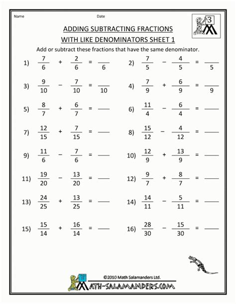 Add Subtract Multiply Divide Fractions Worksheet