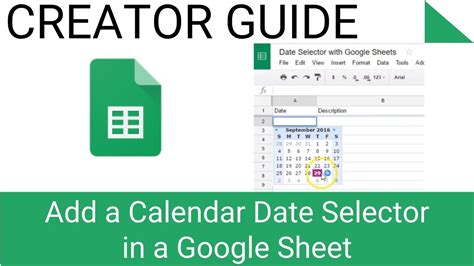 Add a Calendar Date Selector in a Google Sheet YouTube