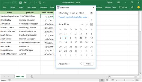 Add a date picker into your spreadsheets Popup Calendar toolkit for Excel