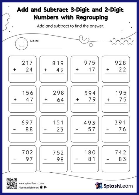 Add and Subtract Two 3Digit Numbers with Regrouping Vertical Addition