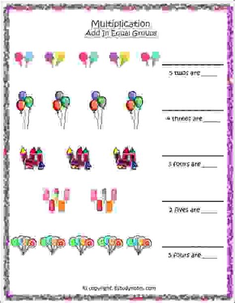 Add in equal groups worksheet 1 EStudyNotes