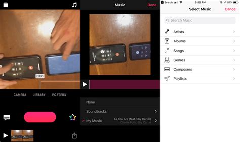 Add music to a video. Tap on the option that says Movie and continue. New Movie in iMovie. Step 4. Camera Roll will open letting you add your videos to the app. Select the video you want to add music to and then tap on Create Movie at … 
