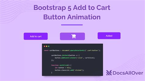 Add to cart button bootstrap. 5 Bootstrap 5 add to cart item button with animation qu...