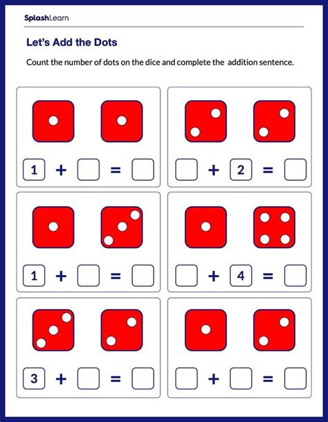 Add using Dice Patterns Math Worksheets SplashLearn