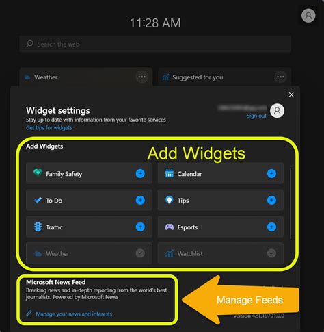 For instance, you can click the “Add widgets” button in the menu (between the main widgets and the Top Stories section) to bring up the widget settings menu. From here, you can simply click on .... 