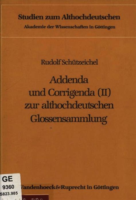 Addenda und corrigenda (ii) zur althochdeutschen glossensammlung. - A field guide to the birds of borneo sumatra java.