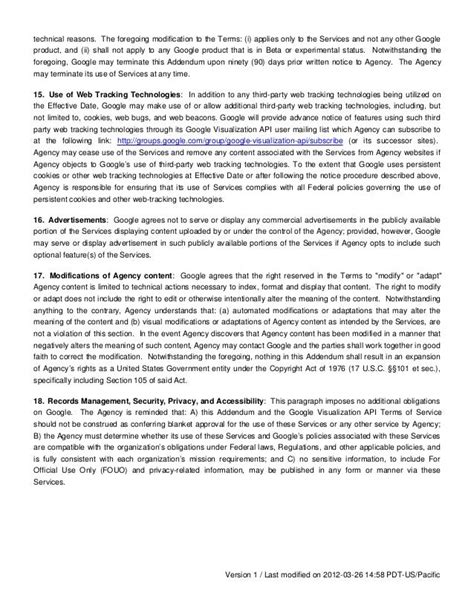 Addendum to Google Visualization API Terms of Service (TOS)
