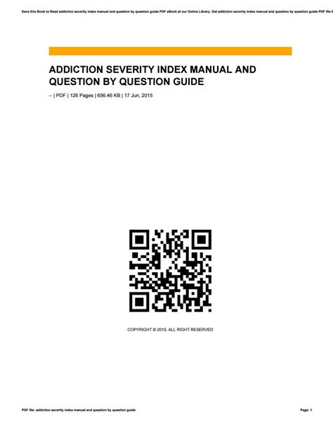 Addiction severity index manual and question by question guide. - Icd 9 cm coding handbook with answers in.