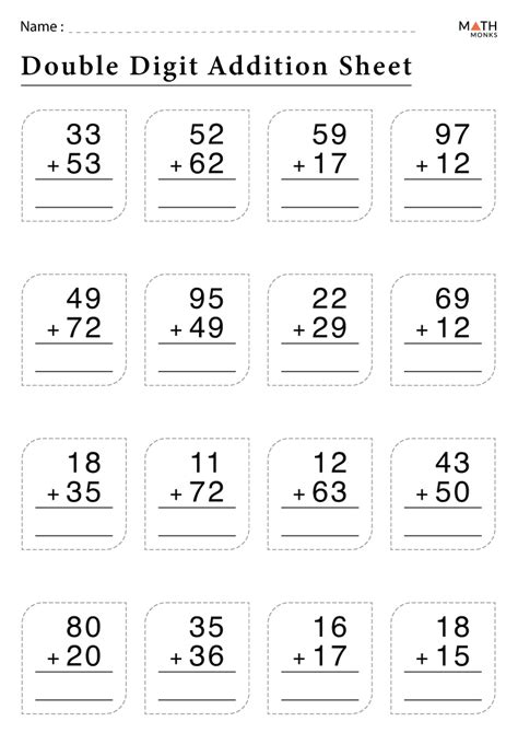 Adding 2-digit Numbers Grade 2 worksheets for kids