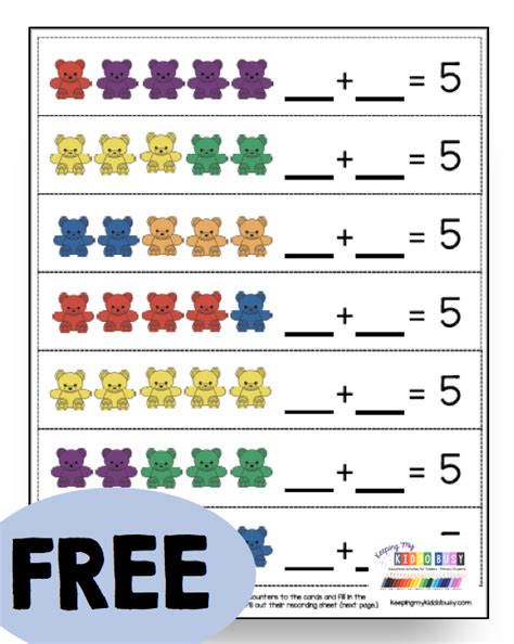 Adding 5 Math Worksheet Answer Key Woo! Jr. Kids Activities