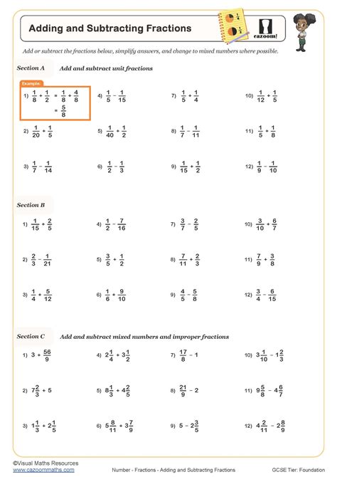 Adding And Subtracting Fractions Exercises With Answers Kidsworksheetfun