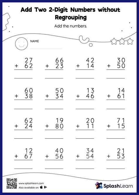Adding TwoDigit Numbers Without Regrouping worksheet Live
