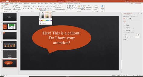 Adding a PowerPoint Callout to a Slide