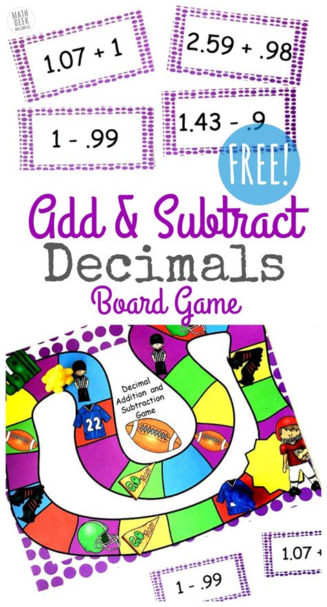 Adding and Subtracting Decimals Games and Activities Math activities
