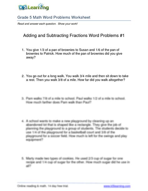 Adding and Subtracting Fractions Word Problems 1