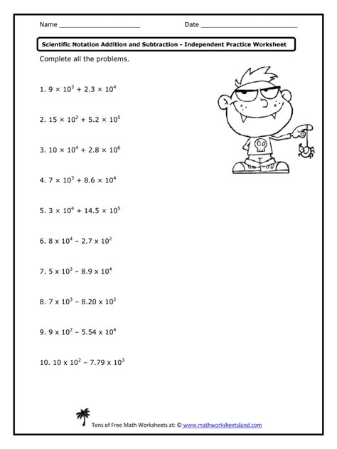 Adding and subtracting scientific notation worksheets