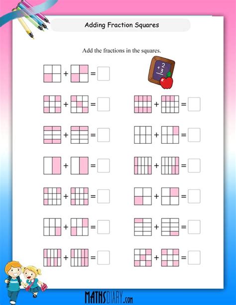 Adding fractions in shapes Worksheets Math Worksheets