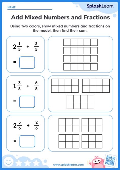 Adding mixed number fractions with rectangular fraction models Math
