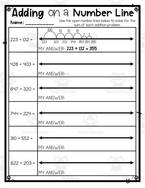 Adding on a Number Line Worksheet by Teach Simple