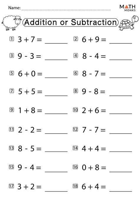 Addition And Subtraction Worksheets For Grade 1