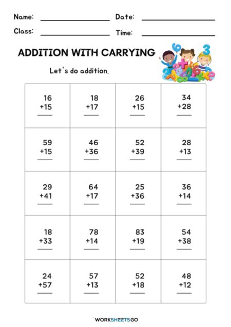 Addition Carrying Worksheets