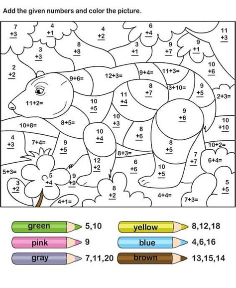 Addition Color By Number Sheets