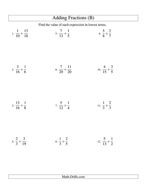 Addition Math Fractiond Worksheets Worksheet Hero