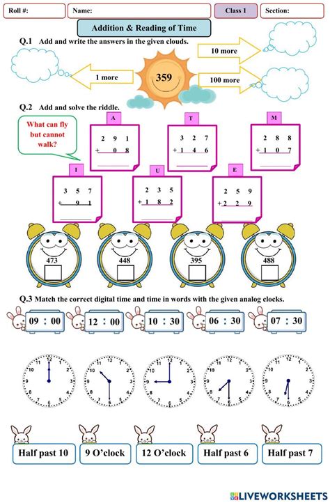 Addition Of Time Worksheets Worksheets For Kindergarten