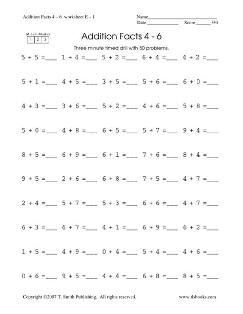 Addition Timed Test 012 Worksheets Worksheet Hero